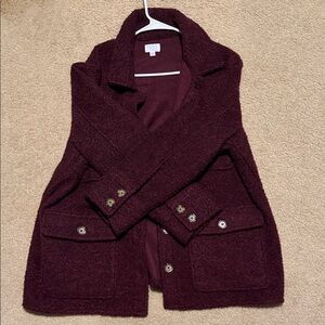 Burgundy Button-Up Coat